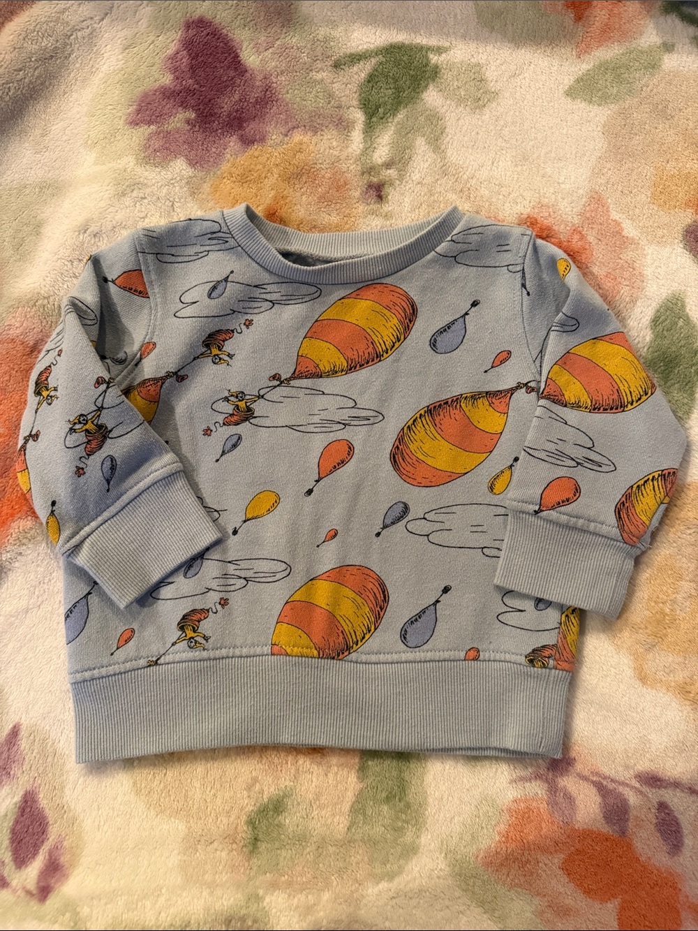 Dr. Seuss Light Blue Hot Air Balloon Pullover Sweatshirt